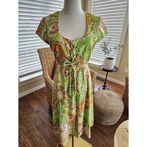 Union Made 1960's Vintage Retro Floral Dress Women's Size 8 Hippie Vibrant